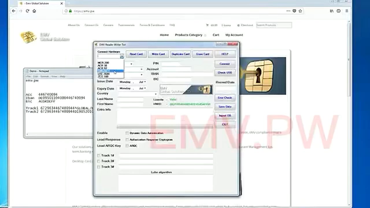 Emv software v8 6 EMV Reader wrter card how to install or read 101 201 dumps EMV86software dump