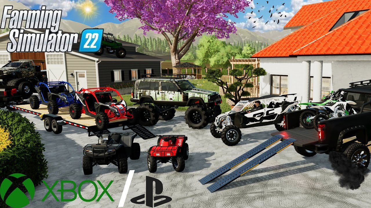 BUILDING A LUXURY MANSION ON CONSOLE!! (LIFTED TRUCKS + CAN-AMS) | FARMING SIMULATOR 22