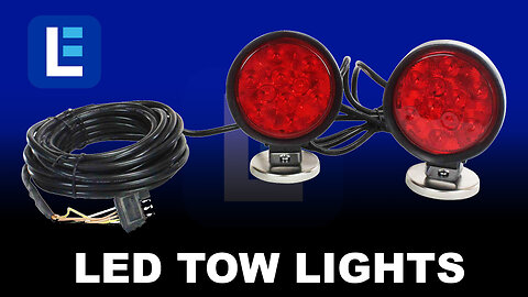 LED Tow Lights With Magnetic Base- 30' cable - weather-proof - 12VDC - Trailer Plug