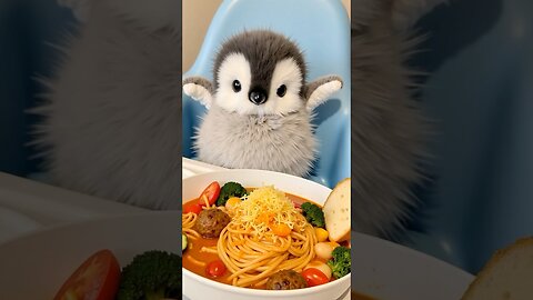 A Fluffy Penguin's Gourmet Pasta Feast
