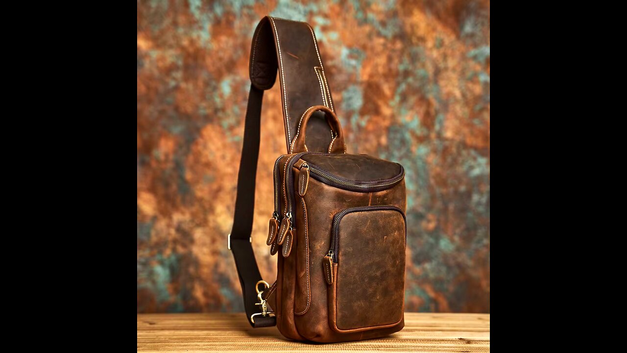 Handcrafted Leather Retro Chest Bag Y