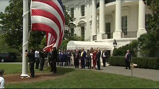 Trump Salutes American Flag Outside The White House On A Brand New 100 Foot Flag Pole
