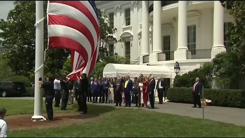 Trump Salutes American Flag Outside The White House On A Brand New 100 Foot Flag Pole