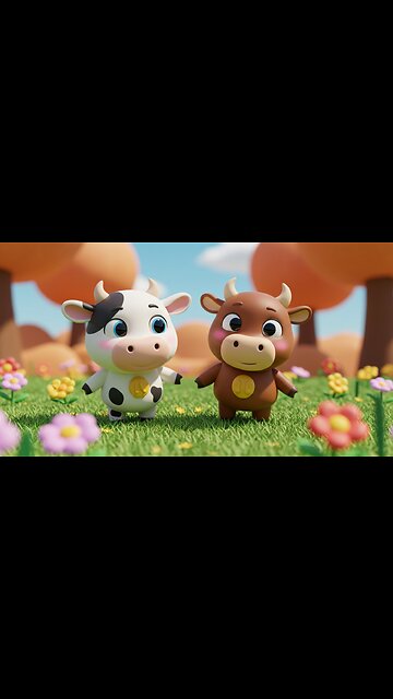 Adorable 3D Cartoon Cow & Bull Animation | Cute Animal Short
