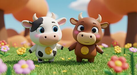 Adorable 3D Cartoon Cow & Bull Animation | Cute Animal Short