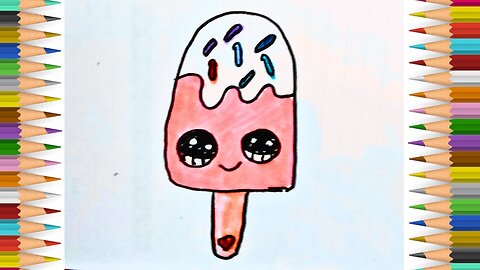 How to Draw an Ice Cream Popsicle Easy //draw so cute ice cream//ice cream drawing for beginners
