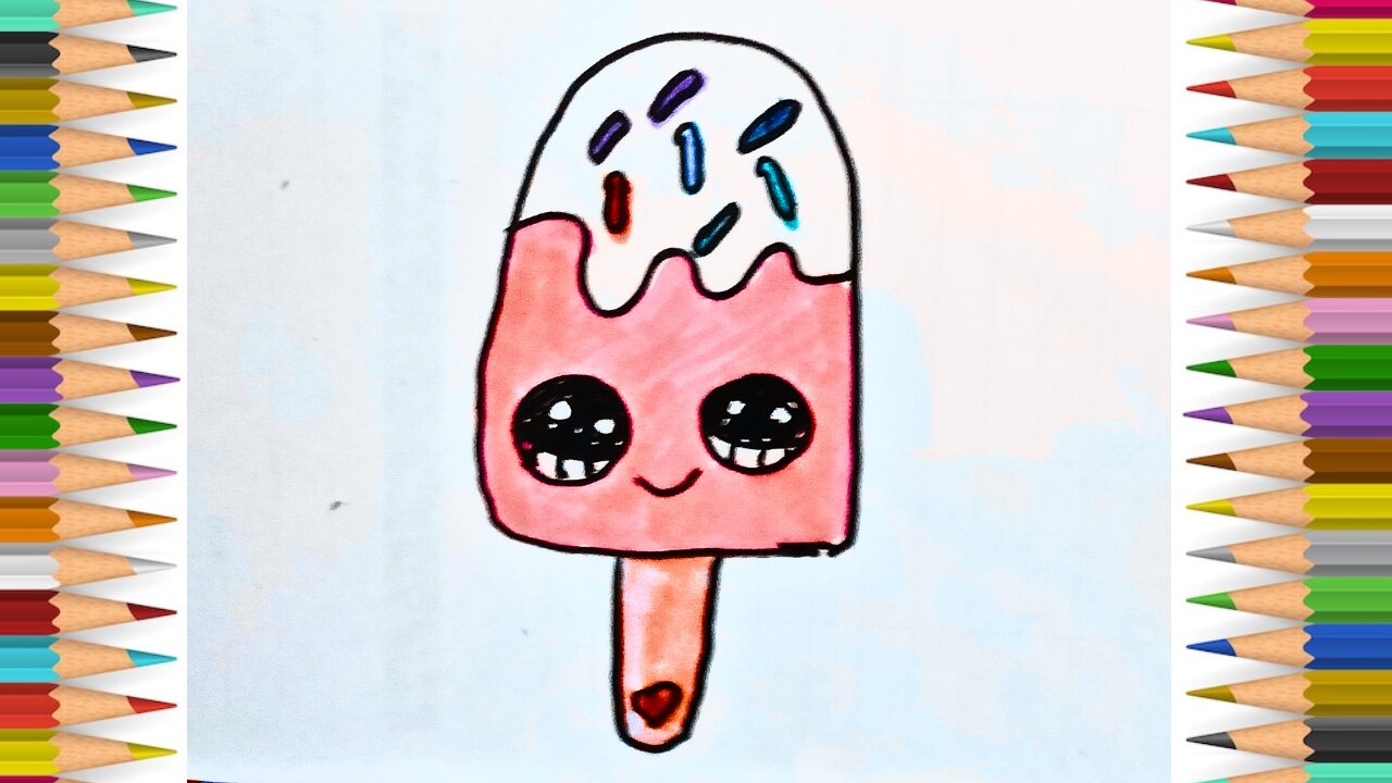 How to Draw an Ice Cream Popsicle Easy //draw so cute ice cream//ice cream drawing for beginners