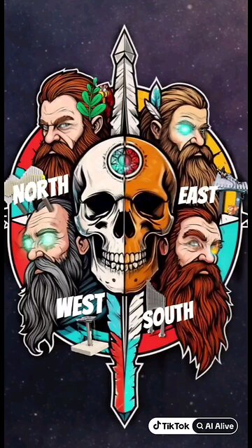 Four Dwarves hold up the sky in Norse cosmology: Nordri, Sudri, Austri, Vestri. They were placed