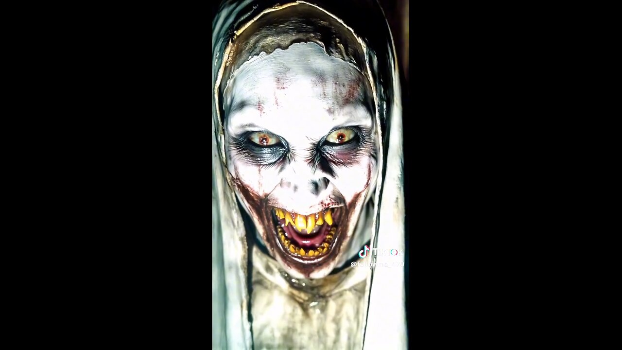 The title of the image could be Terrifying Nun: A Haunting Presence