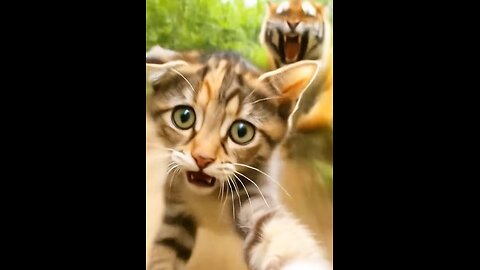 Cat Recording Selfie While Being Chased by Tiger – Stunning AI Animation #cats