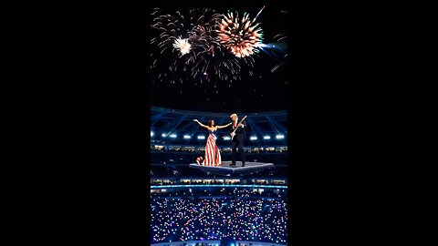 Donald Trump and First Lady and Melania dancing on a floating platform.