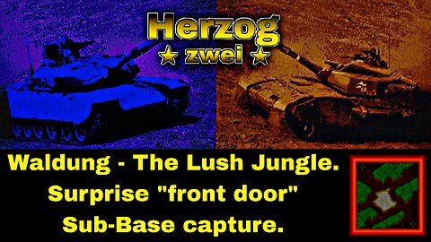 Switch Herzog Zwei G6, 2P splitscreen gameplay on Waldung: Trapping the enemy.