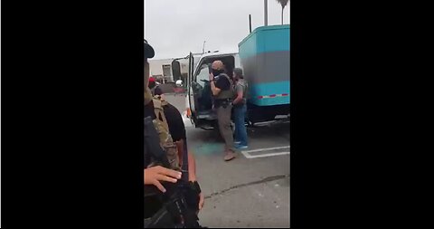 Federal agents conducted an illegal alien raid at HOME DEPOT in Hollywood, California this morning
