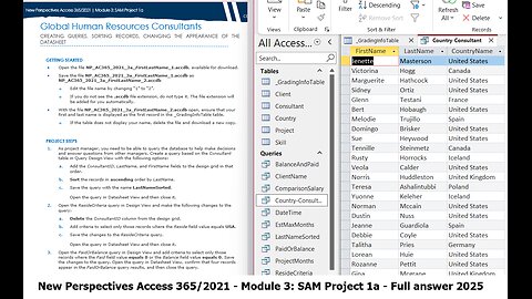 New Perspectives Access 365/2021 | Module 3: SAM Project 1a Global Human Resources Consultants 2025
