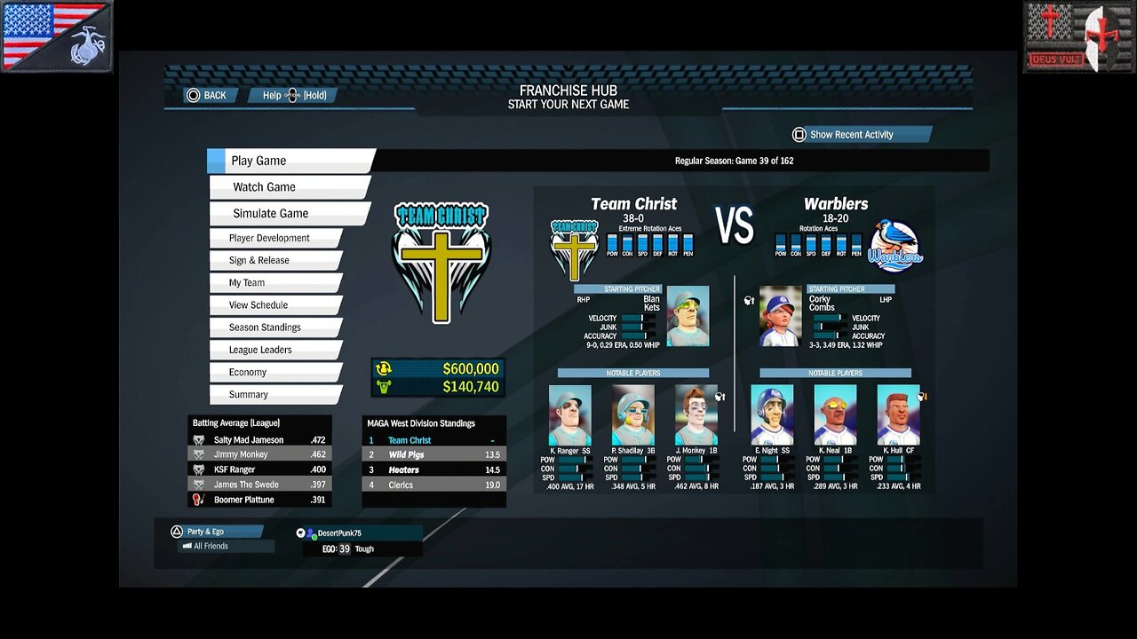 Based Sportsball 2025: Regular Season - Game #39 [Team Christ at Warblers]