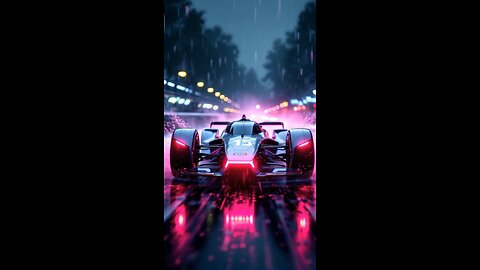 Racecar on rainy day