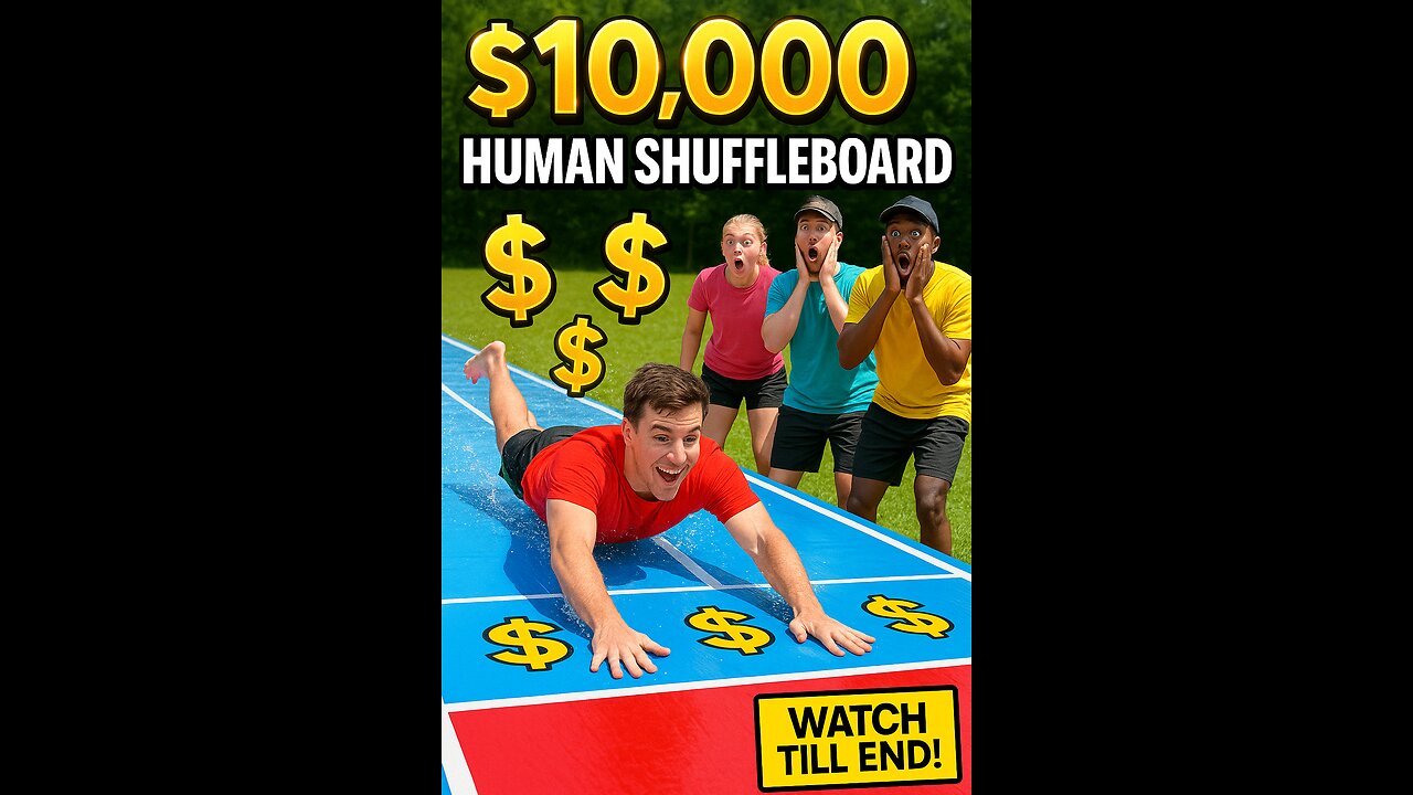 $10,000 Human Shuffleboard Challenge! 🧊💰 (Ultimate Slip & Slide Game)