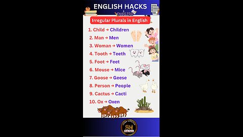 Irregular plurals in English you must know ssc 2025 #studyhacks123 #english #irregular #shorts