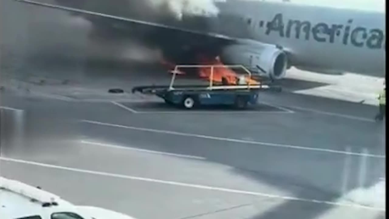 American Airlines Boeing 737-800 plane catches fire in Denver