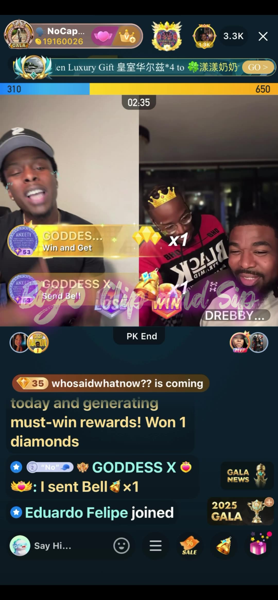 NoCap lines DreBaby why acts funny towards him w/his friends 11/27/25 #bigoclipandsip