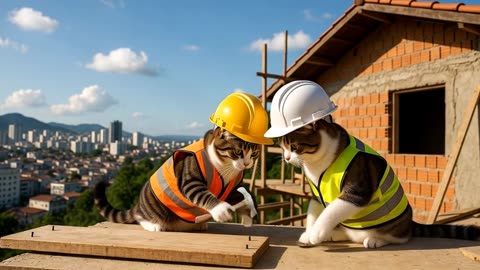 Funny Cats at Work 😂🐱 | This Went Totally Wrong!” “Cats Trying to Work on a Construction