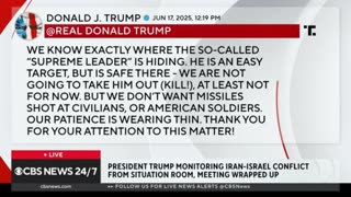 🚨BREAKING 🚨 Trump wraps Situation Room meeting on Israel-Iran conflict