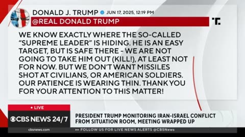 🚨BREAKING 🚨 Trump wraps Situation Room meeting on Israel-Iran conflict