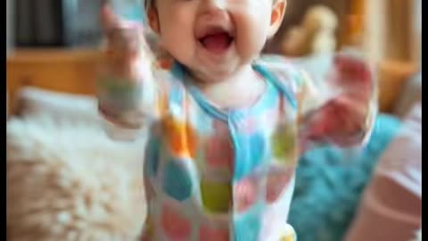 Cute baby laughing and dancing