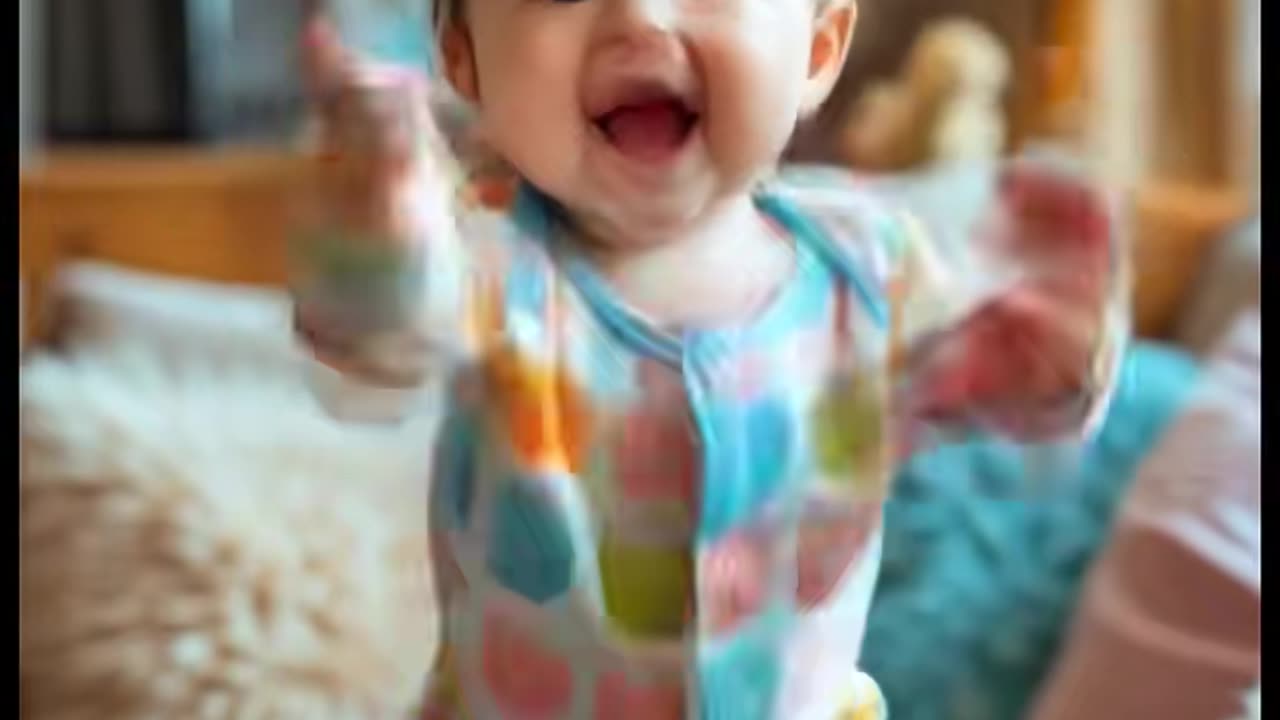 Cute baby laughing and dancing