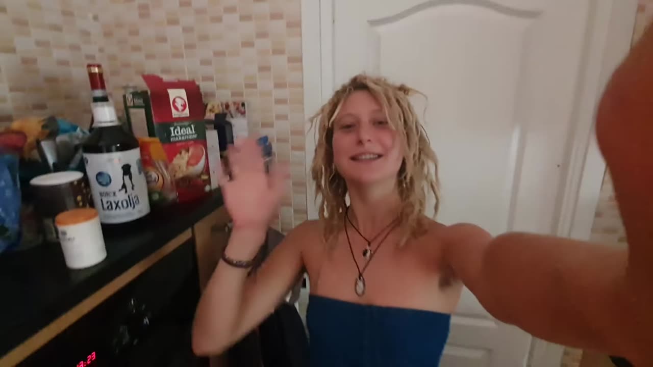 Cooking the chanterelles we picked yesterday and...