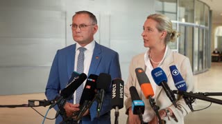 Alice Weidel und Tino Chrupalla zur abgesetzten Richterwahl - AfD-Fraktion im Bundestag