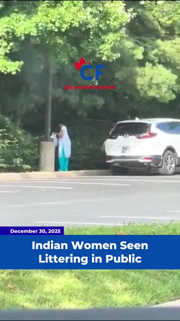 Indian Women Littering in A Public Place in Canada