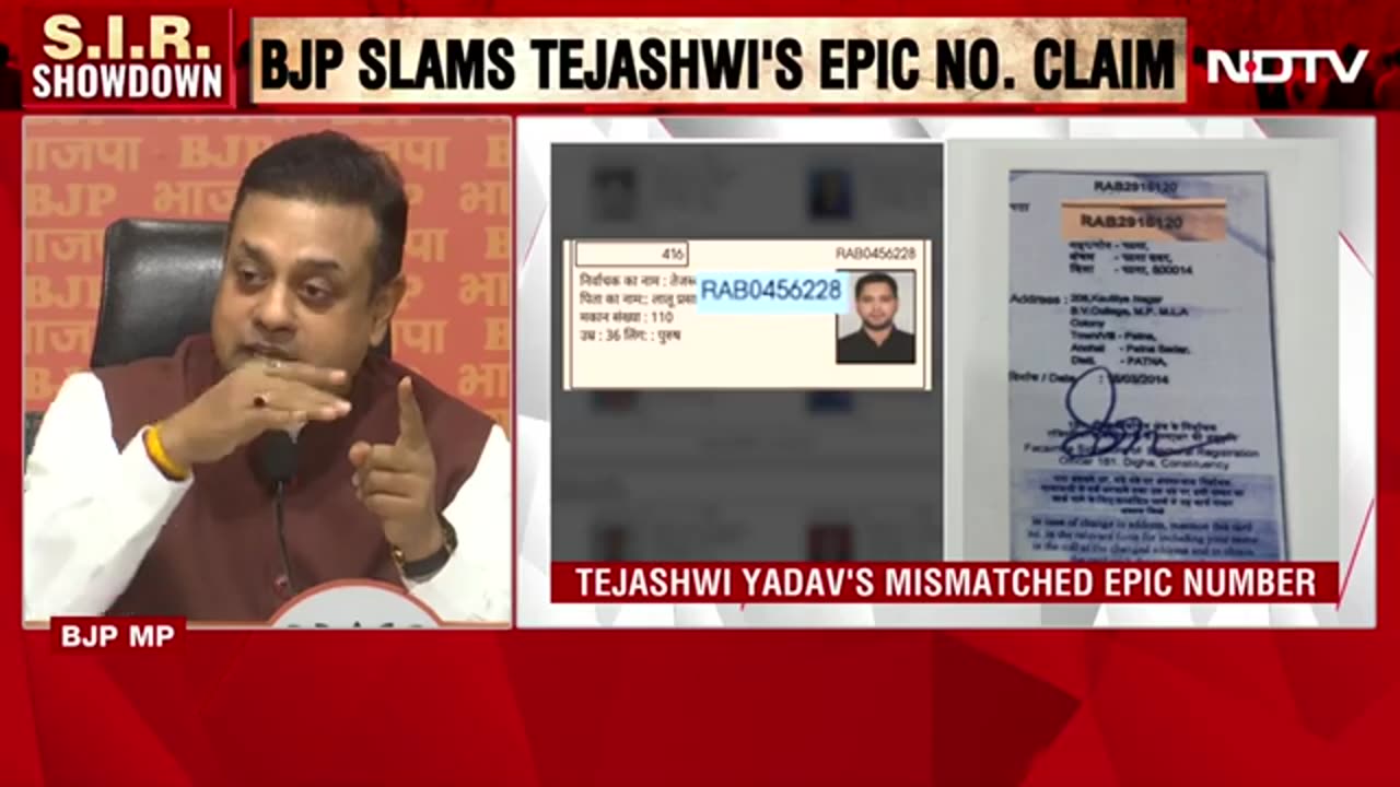 SIR Row | Sambit Patra Slams Tejashwi Yadav's EPIC Number Claim, Calls It 'EPIC Fakery