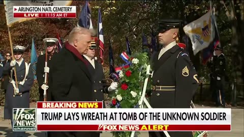 President Trump lays a wreath at the Tomb of the Unknown Soldier
			