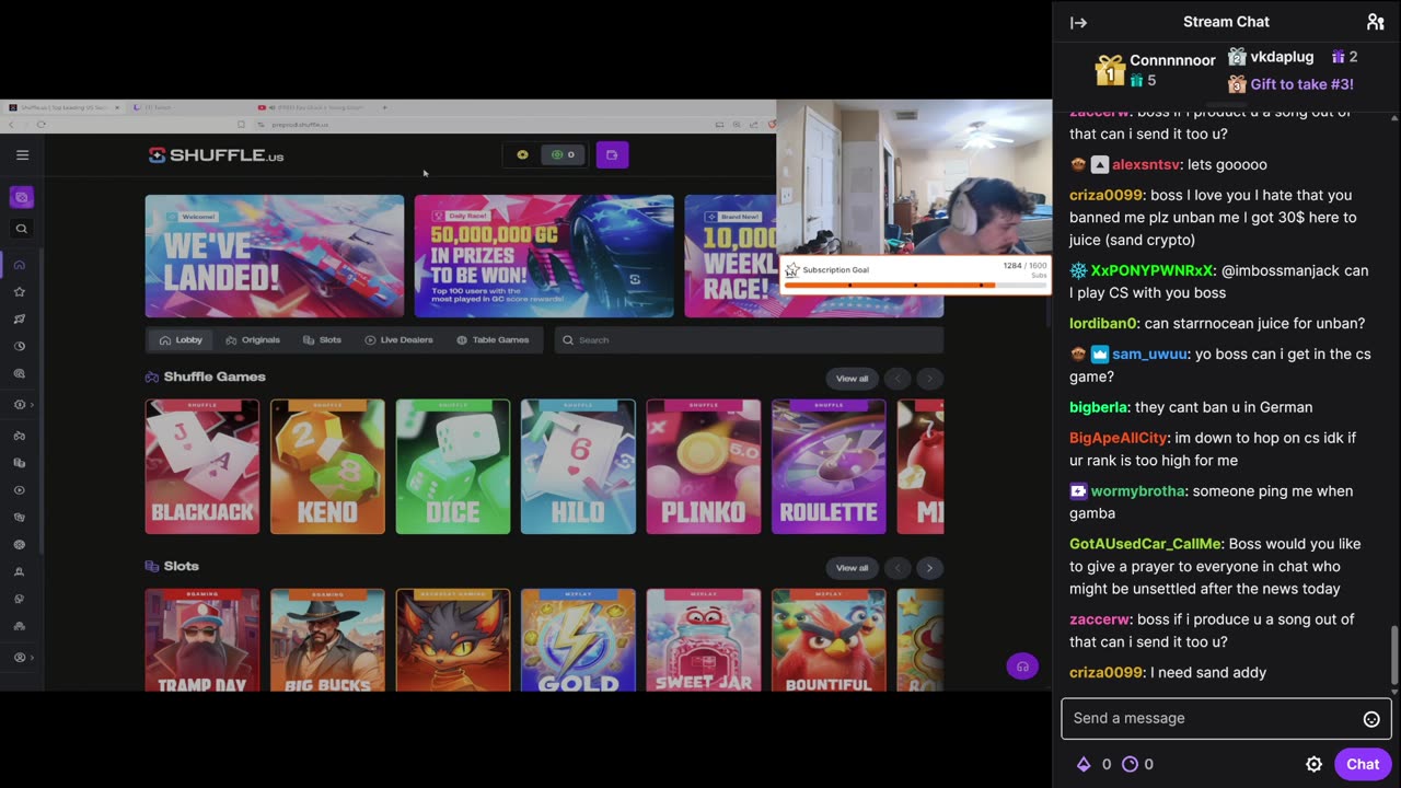Crackmanjack twitch restream shuffle.us sponsor!