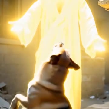 An Amazing Special Effects of a Dog Hugging Christ #christ #dog #huggs