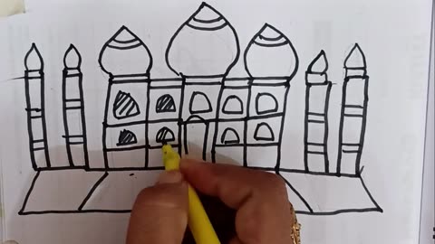 How to Draw Taj Mahal from 444 Number | Easy Taj Mahal Drawing