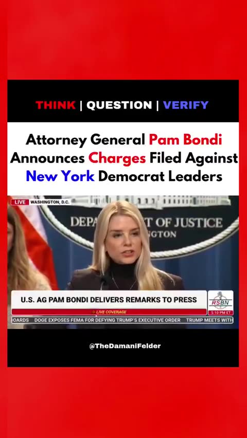 Attorney General Pam Bondi announces charges filed against New York Democrat leaders