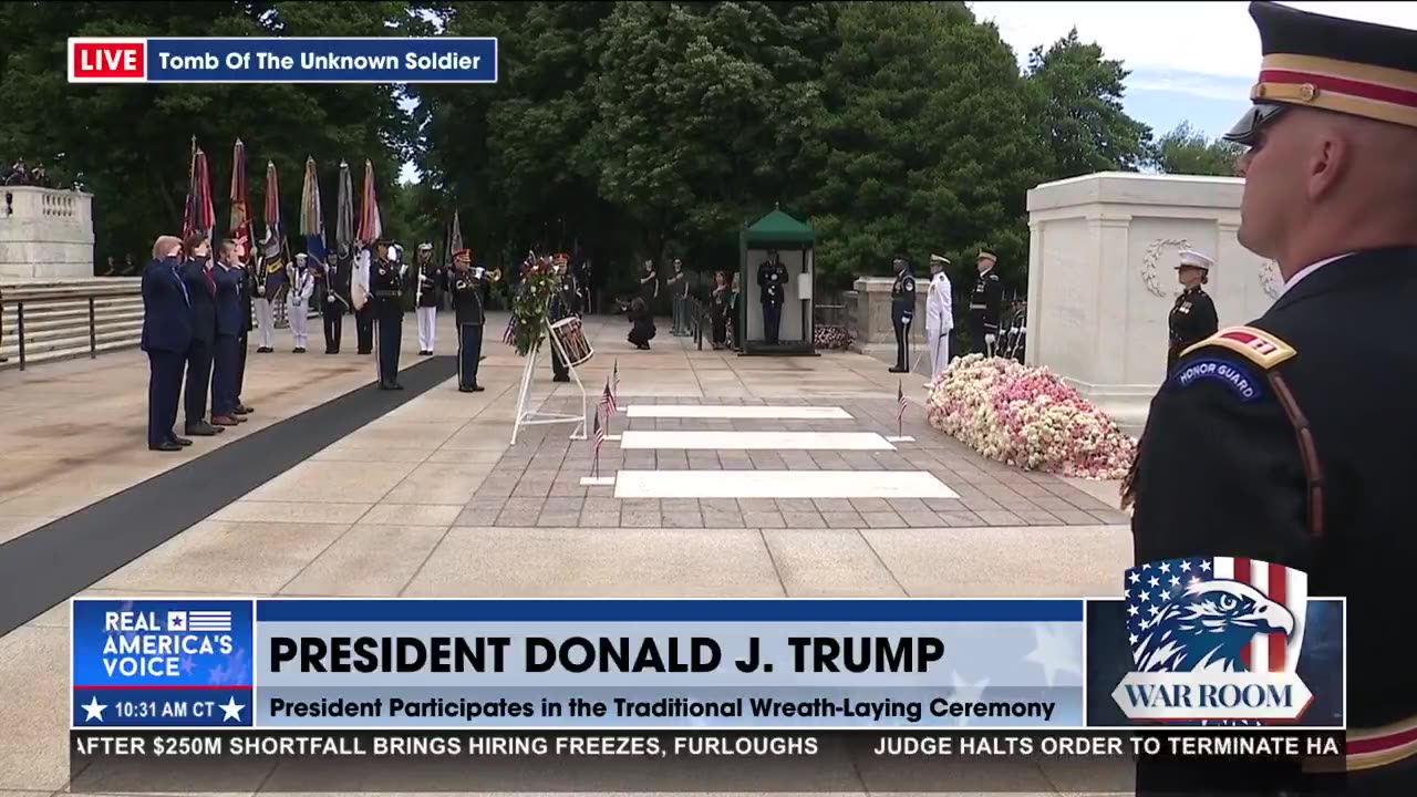PRESIDENT TRUMP LAYS THE WREATH TOMB OF THE UNKNOWN SOLDIER