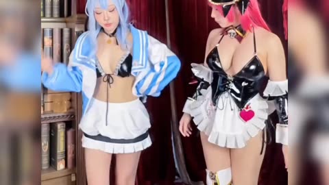 sexy and cute cosplay girl - dancing gently