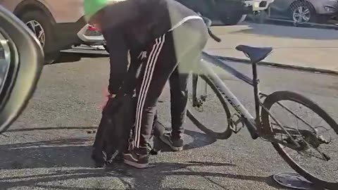 Lady crashes out after a bike accident