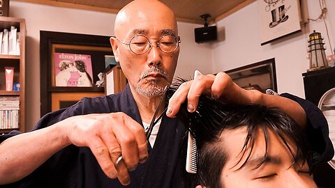 ASMR Japanese Barber ✂️ 76-Year-Old Master’s Haircut & Massage