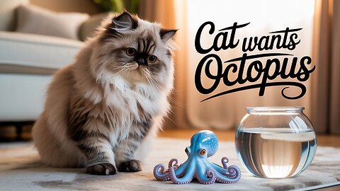 Cat want to eat octupus