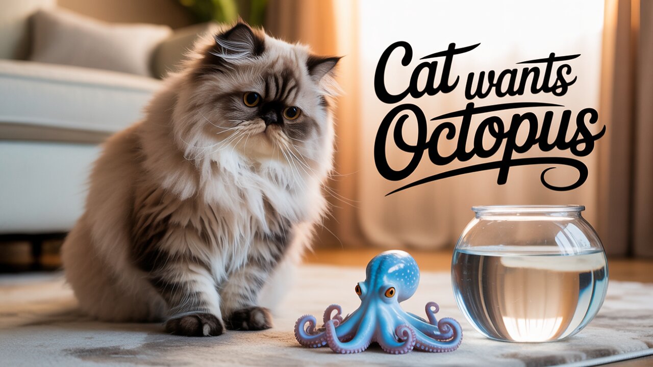 Cat want to eat octupus