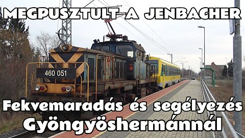 2025.02.08. Fekvemaradás nyílt vonalon. GySEV Jenbacher segélyezés Gyöngyöshermán mh.-nél Szöcskével
