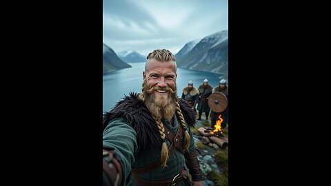 Viking Selfie on the Stormy Fjord Cliff – Epic & Funny Moment!