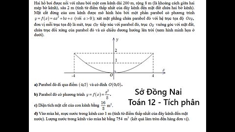 Sở Đồng Nai: Tích phân: Hai hồ bơi được nối với nhau bởi một con kênh dài 200 m, rộng 8 m (là khoảng