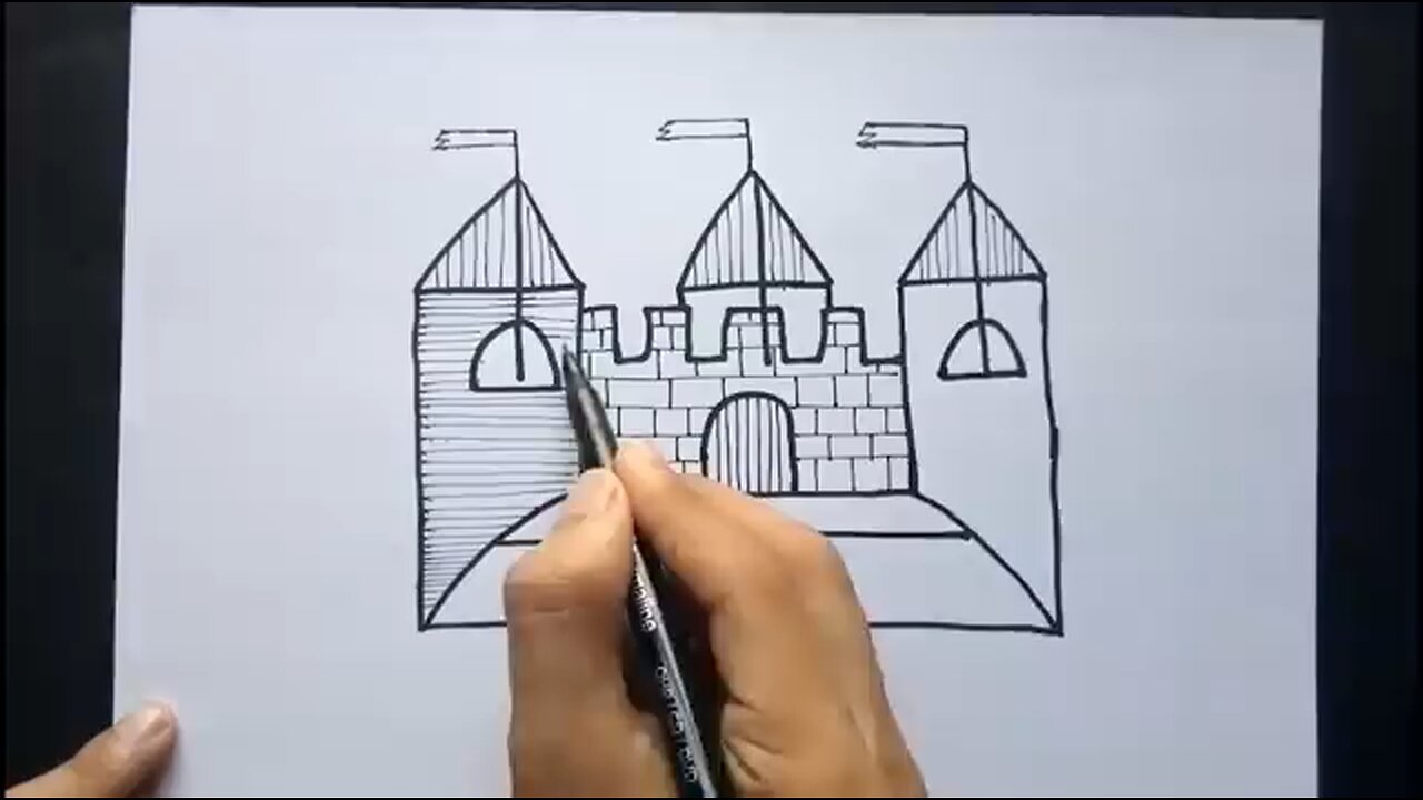 444 with how to draw a castle easily