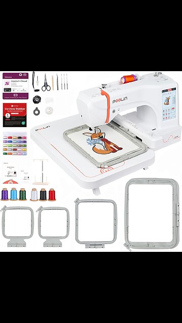 POOLIN EOC06 Embroidery Machine 7.9x11 Inch Large Hoop for Beginners