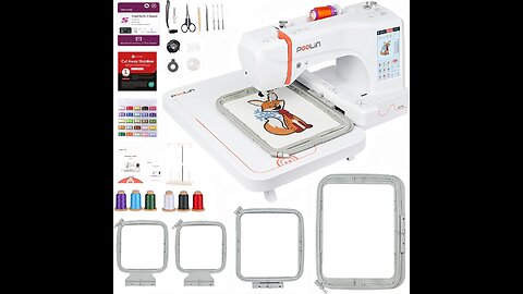 POOLIN EOC06 Embroidery Machine 7.9x11 Inch Large Hoop for Beginners